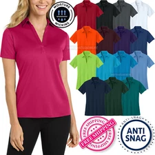 Ladies SNAG RESISTANT Dri Fit Moisture Wicking Polo Shirt Women XS-4XL NEW!