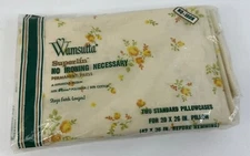 2 Vtg NOS Wamsutta Superlin  No Iron Standard Pillowcases~Yellow Rose/Floral~USA