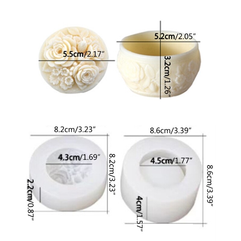 2Pcs Rose Decorative Jar Storage Box Mold for Jewelry Storage Home