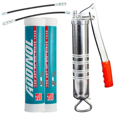 ADDINOL Hochtemperaturfett Hightemp EK 2 Lithium 2 X 400 g + Fettpresse BockTec
