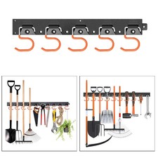 Extra Long Garage Garden Tool Rack Hooks Hanger Shed Secure Tidy Rail Bracket