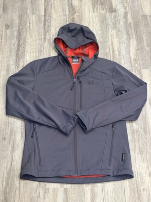 Jack Wolfskin Men s Stormlock Hyproof Softshell Jacket Sz M Gray Orange Hooded