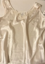 VTG Meant To Be Seen White Satin Camisole Size L NWT