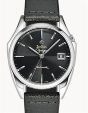 Brand New Zodiac ZO9700 Olympos Automatic Black Dial Black Leather Men's Watch