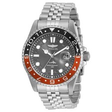 Invicta Men's Watch Pro Diver Black and Orange Bezel Silver Tone Bracelet 30621