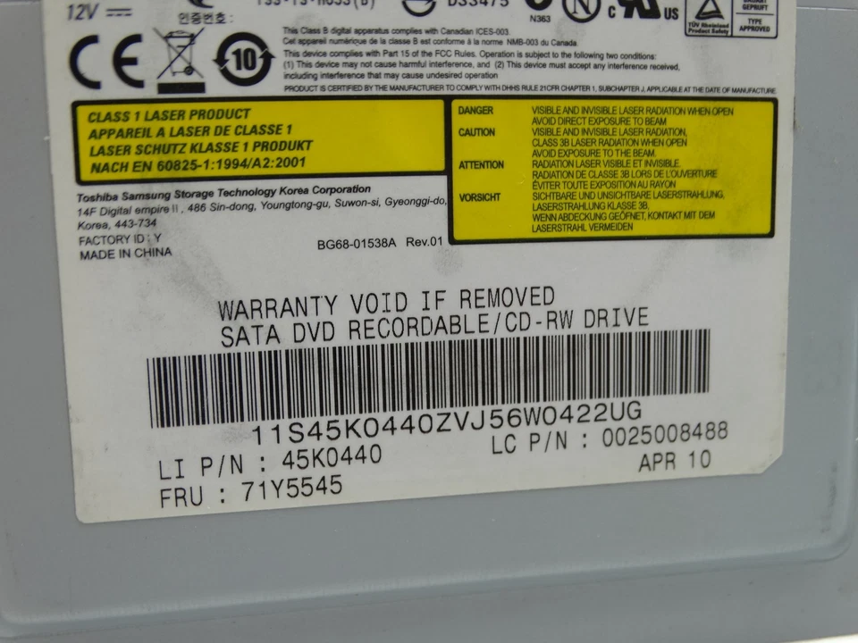Unidad de DVD/CD Toshiba Samsung TS-H653G Dell 0D5PV2 SATA de escritorio (lote de 2) Foto 4 de 4