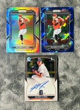 Wilmer Flores 2023 Bowman Chrome 1st Auto - Prizm Blue Cracked Ice & Silver Holo