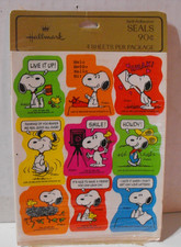 Vintage Snoopy Peanuts Hallmark Stickers  Unopened Package  NOS Encouragement