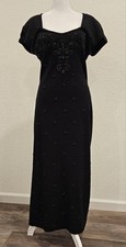 Carole Little Vintage Black Dress Size Small 70% Acrylic/30% Wool Beaded