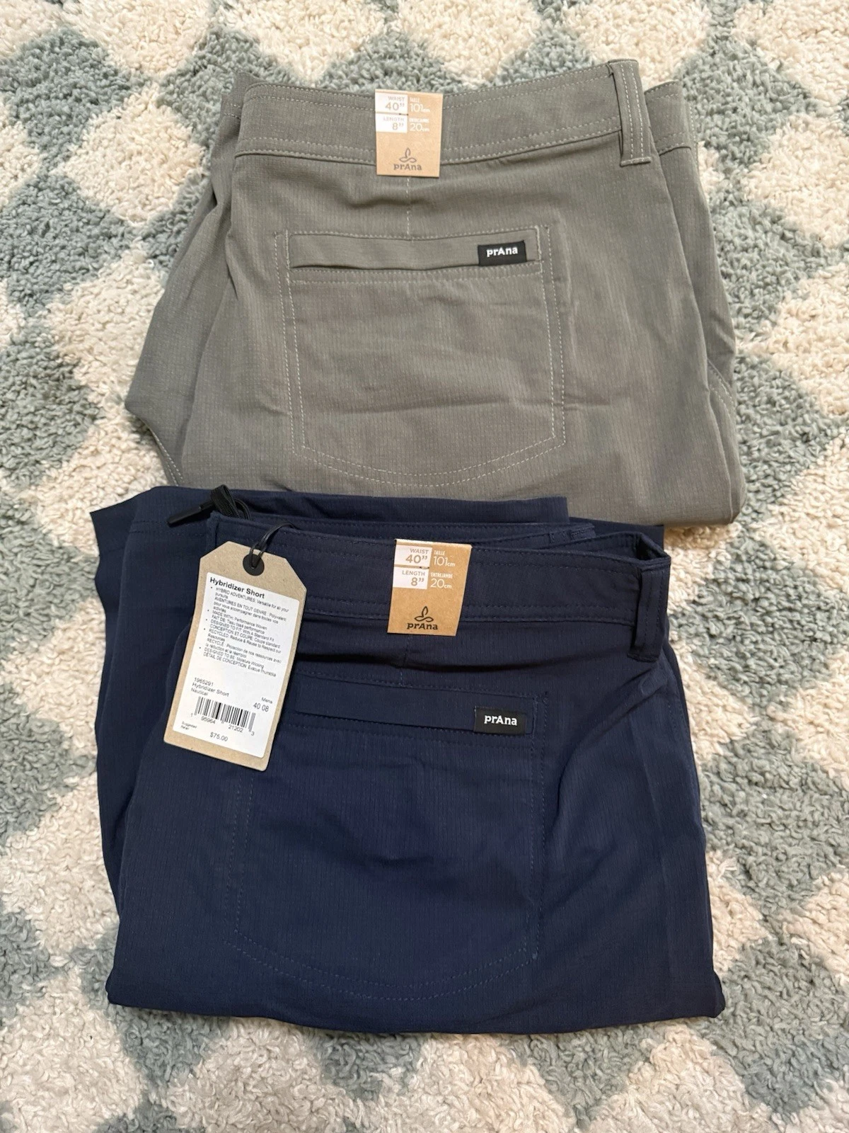 Prana Hybridizer Shorts Mens 40 Stretch Moisture Wicking Drawcord Hiking Boating