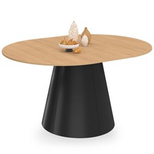 Table à manger ronde extensible ANGELE 4-8 personnes bois effet hêtre et pied no