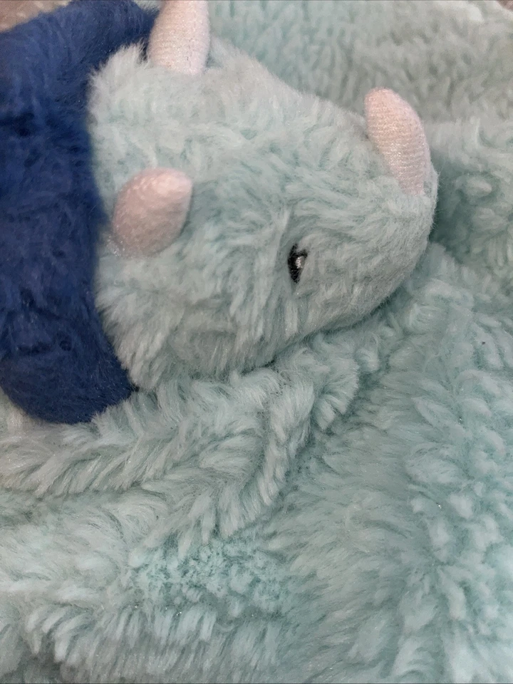 Manta de seguridad para bebé dinosaurio triceratops azul elección de los padres Lovey Blankie Foto 4 de 4