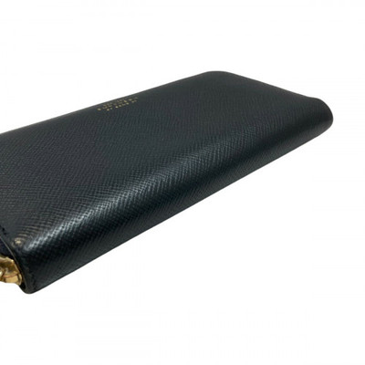 Smythson PANAMA LARGE ZIP AROUND PURSE Long Wallet Navy Leather