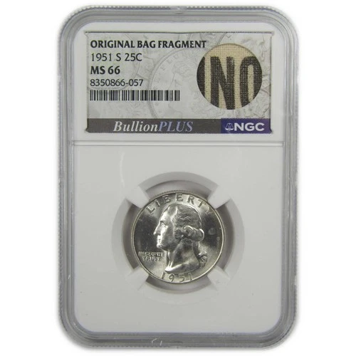 1951 S Washington Quarter MS 66 NGC Silver Bag Fragment SKU:I20521