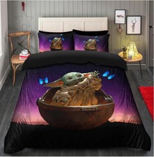 Baby Yoda Galaxy Butterfly Full Bedding Duvet Covers Set