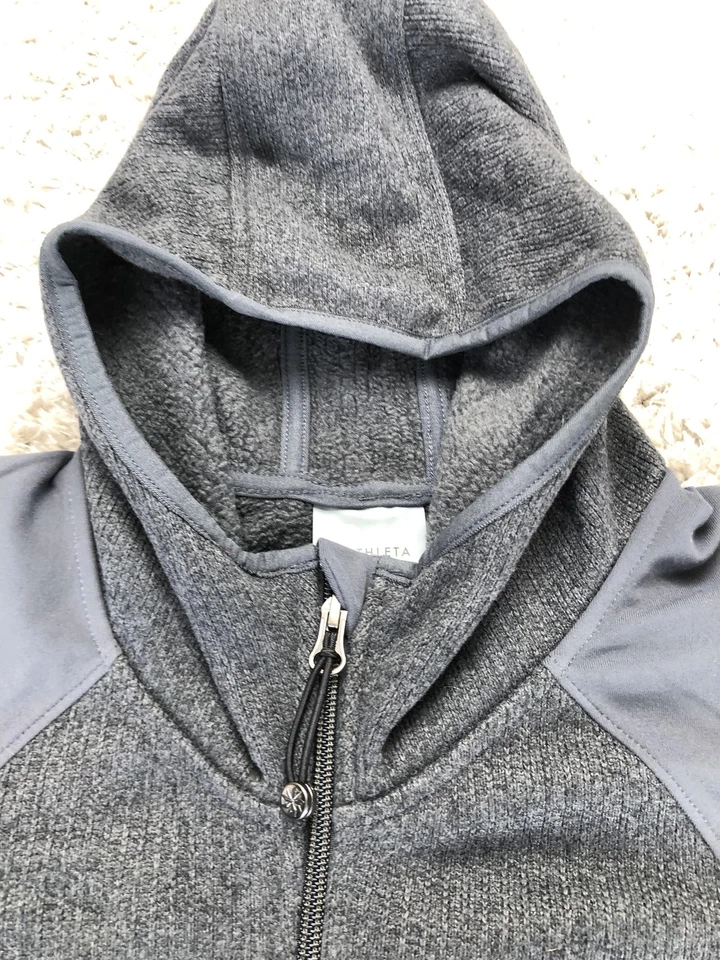 Chaqueta Athleta Mujer Grande Gris Con Capucha Cremallera Completa Softshell Pulgares Vellón Foto 3 de 4