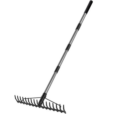 Walensee Heavy Duty Dual-Sided Bow Rake, 63'' Stainless Steel Handle, Black