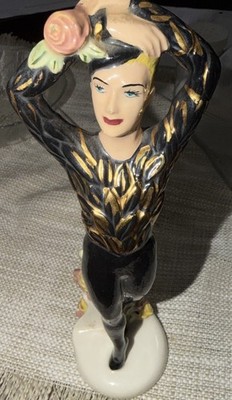 Dancer Porcelain Figurine Posing With A Rose