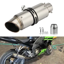 Slip-on 51mm 2" Universal Motorcycle Bike Exhaust Muffler Pipe Tail Tips Silver