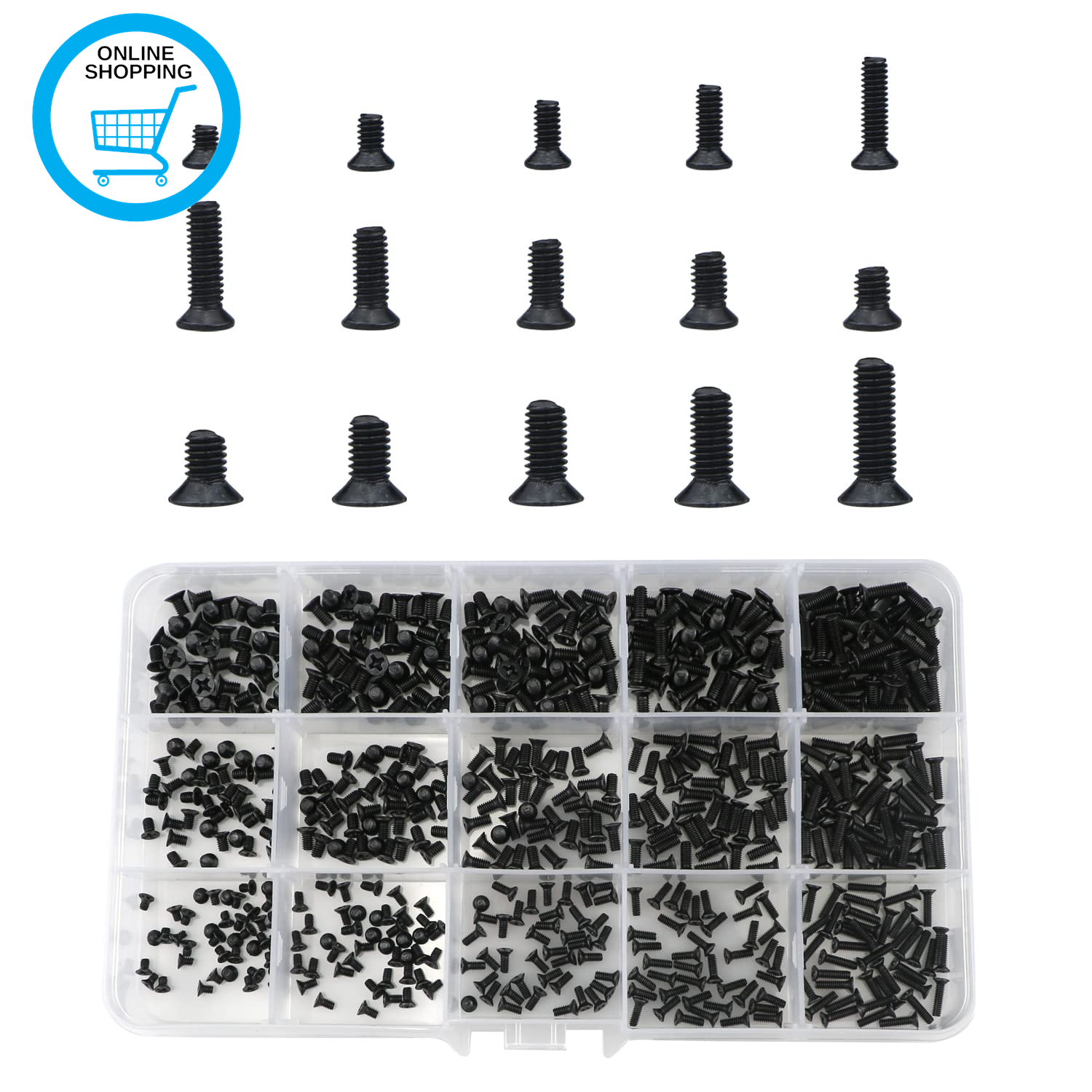Micro Assorted Screw Bolts M2 M2.5 M3, 600 Pcs Tiny Bolts Flat Head Self Tapping