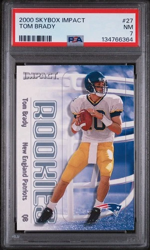 2000 Skybox Impact - Rookies Tom Brady #27 (RC) PSA 7