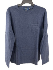 POLO RALPH LAUREN MEN'S PIMA COTTON LONG SLEEVE BLUE SWEATER