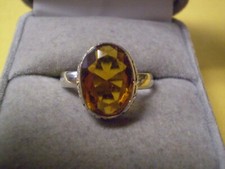 925 Sterling Silver Ladies Citrine Solitaire Ring 3.7 grams