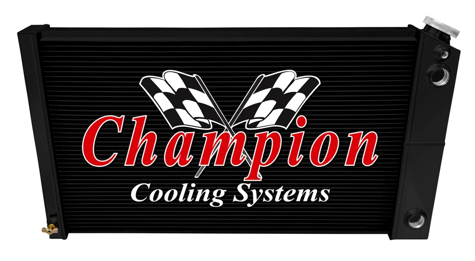 Radiador ER 3 filas DP acabado negro 17x28", 1,5, 1,75 para Olds Cutlass LS 1966-1977 Foto 3 de 4