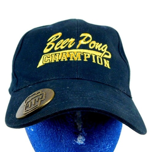 Beer Pong Champion Black Baseball Cap Hat Built in Opener Box Shipped - Picture 2 of 10