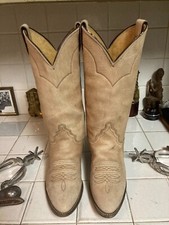 JUSTIN Beige ROCKABILLY BOOTS USA V7048 ECRU RUFFOUT RANCH WORK DANCE BOOTS 5 C