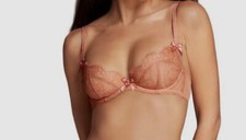  195 Agent Provocateur Women Brown Lorna Lace Underwire Bra Size 32D