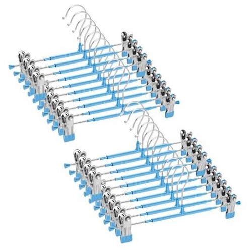 20 Pack Pants Hangers with Clips,Skirt Hangers Space Saving, Heavy 20Pack Blue