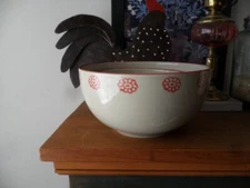 BEIGE STONEWARE NESTING MIXING BOWLS BY GRESTEL--PORTUGAL--SET OF 2