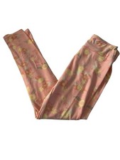 Lularoe OS One Size Leggings Soft NEW Pastels Peachy Pink Yellow Floral 2424