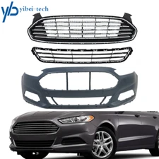 For 2013 2014-2016 Ford Fusion Front Bumper Cover & Front Upper/Lower Grille