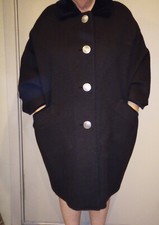 Vintage Loden-plankl Black Wool Cape