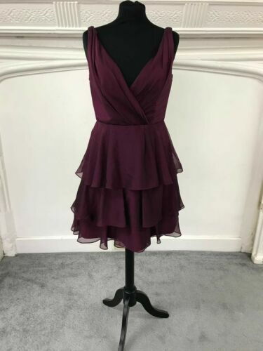 Robe De Soirée AMSALE New Nouvelle - Taille XS (0) - Bleu Marine Chiffon à Volants