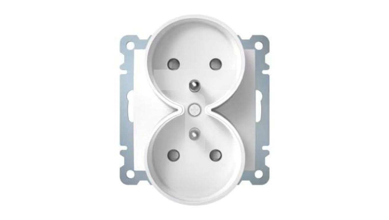 B.Square Double socket with grounding for single or multiple frames white /T2UK