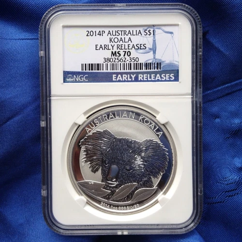 2014 P AUSTRALIA SILVER KOALA,1 oz, NGC MS 70, EARLY RELEASES, ER LABEL