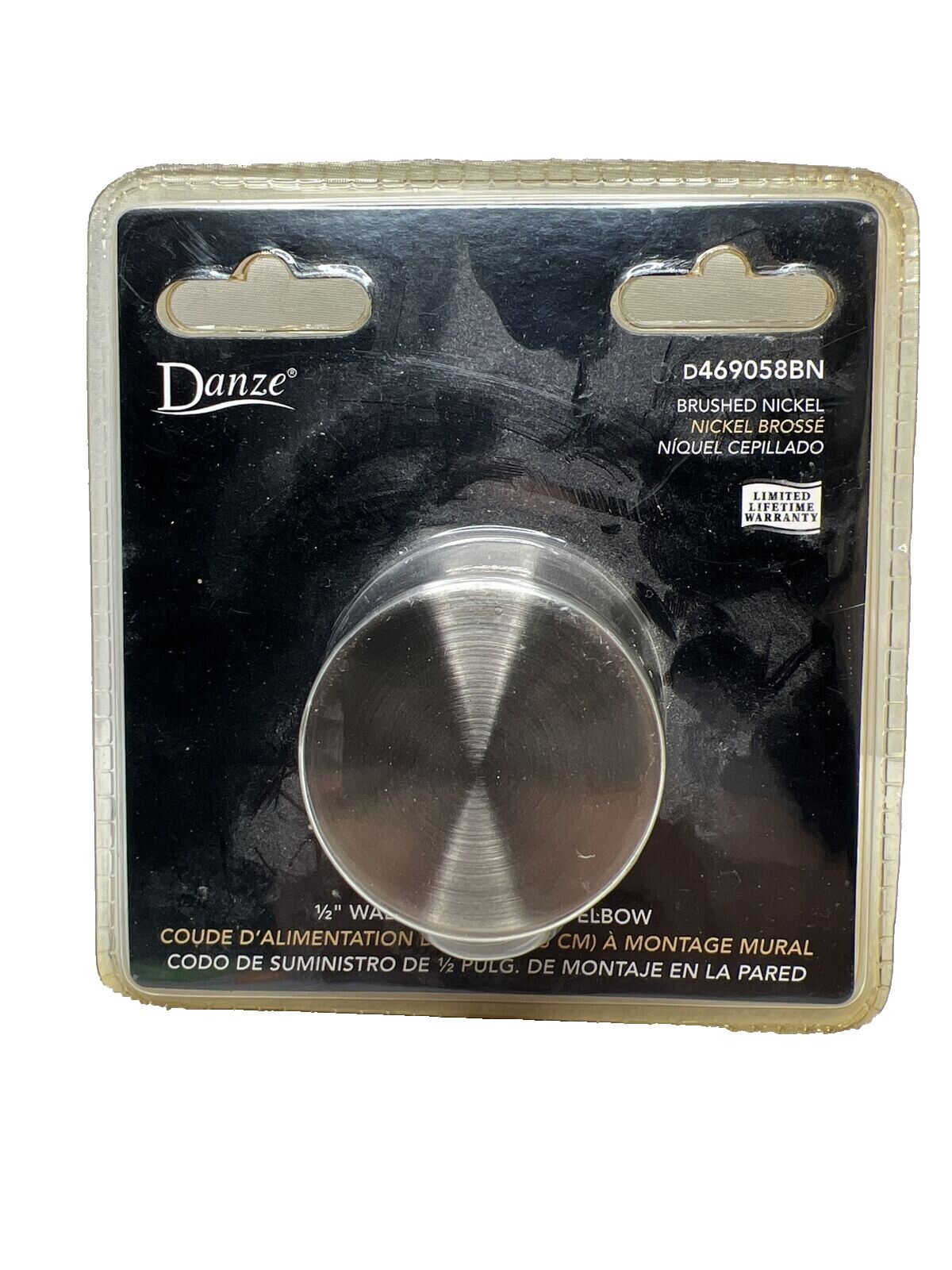 New In Package Danze D469058BN Wall Mount Supply 1/2 Elbow Brushed Nickel