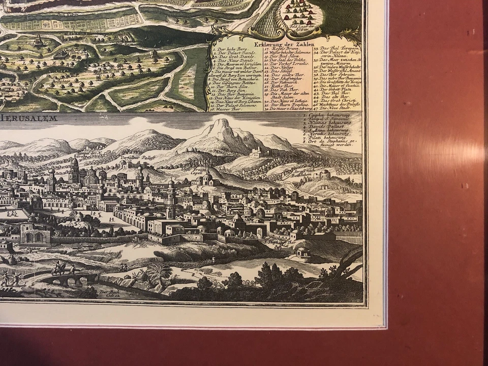 Jerusalem map 1734 color copy of German map - Image 4 of 4