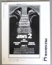 JAWS 2 8.5X11 PRESSBOOK R1980 NO CUT OUTS ROY SCHEIDER WHITE SHARK REISSUE 1980