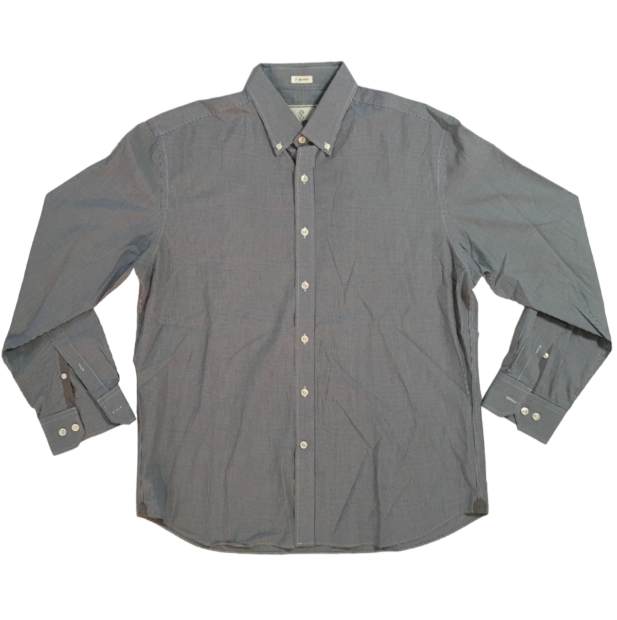 Todd Snyder Men's Button Down Shirt Navy/White Checkered 2Ply Cotton