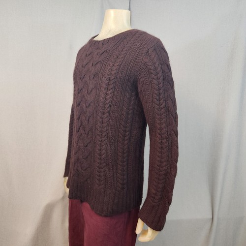 J Crew Brown Lambswool Angora Sweater LARGE Crew Neck LngSlv Cable Knit Pullover - Picture 5 of 6