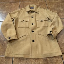 Vtg 70s Pendleton Mackinaw Cruiser Jacket 100 Virgin Wool Small Tan 1970s