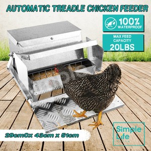 20lbs Auto Chicken Feeder Galvanized Poultry Chook Treadle Self