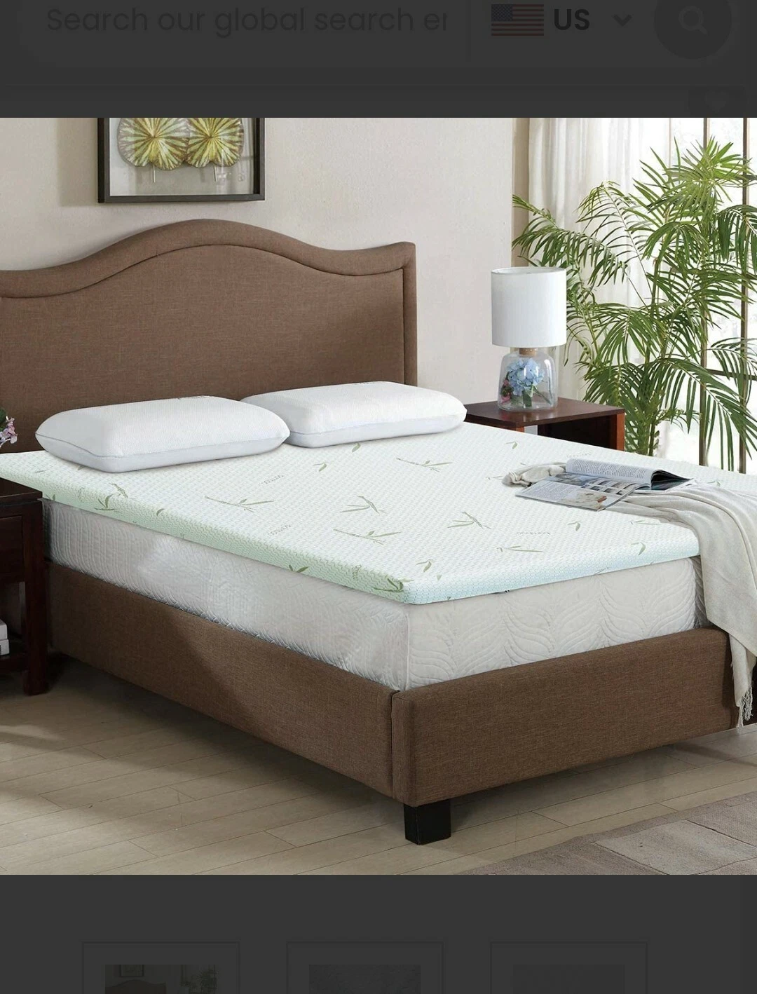 MLILY Dreamer Topper Memory Foam Mattress Bamboo Cover 2"in King Size