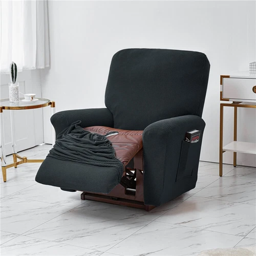 Stretch Relaxsessel Schonbezüge mit Seitentasche 4-teilig Liegesofa Bezug - Bild 39 von 116