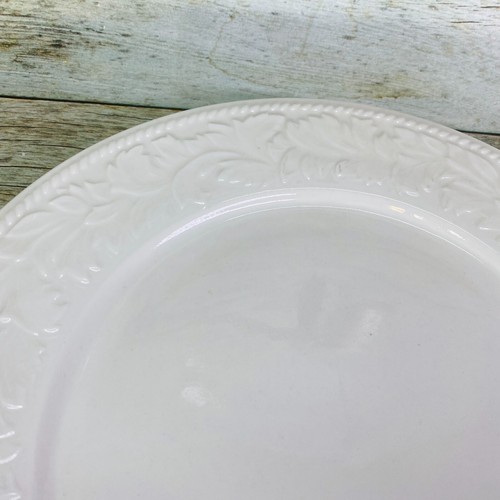 Sango GARLAND 8837 Embossed Scrolls Leaf White Stoneware Dinner Plates Set of 4 - Picture 13 of 18