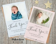 10 x Personalised Thank You Cards ~ Baby Boy or Girl Birthday Christening (B3)